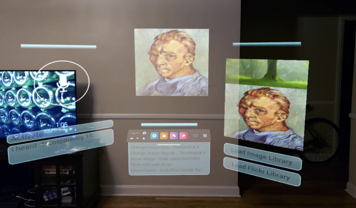 The mixed reality app Easely projects a Van Gogh painting onto the wall.