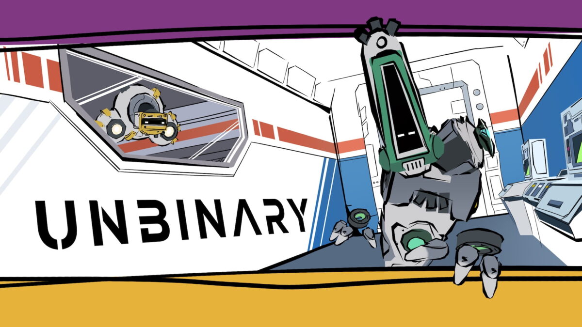 Unbinary logo with robot