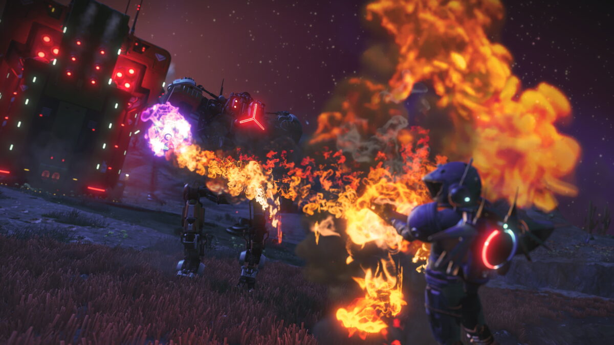 The new hardframe mech with flamethrower is already looking forward to the grilling season.