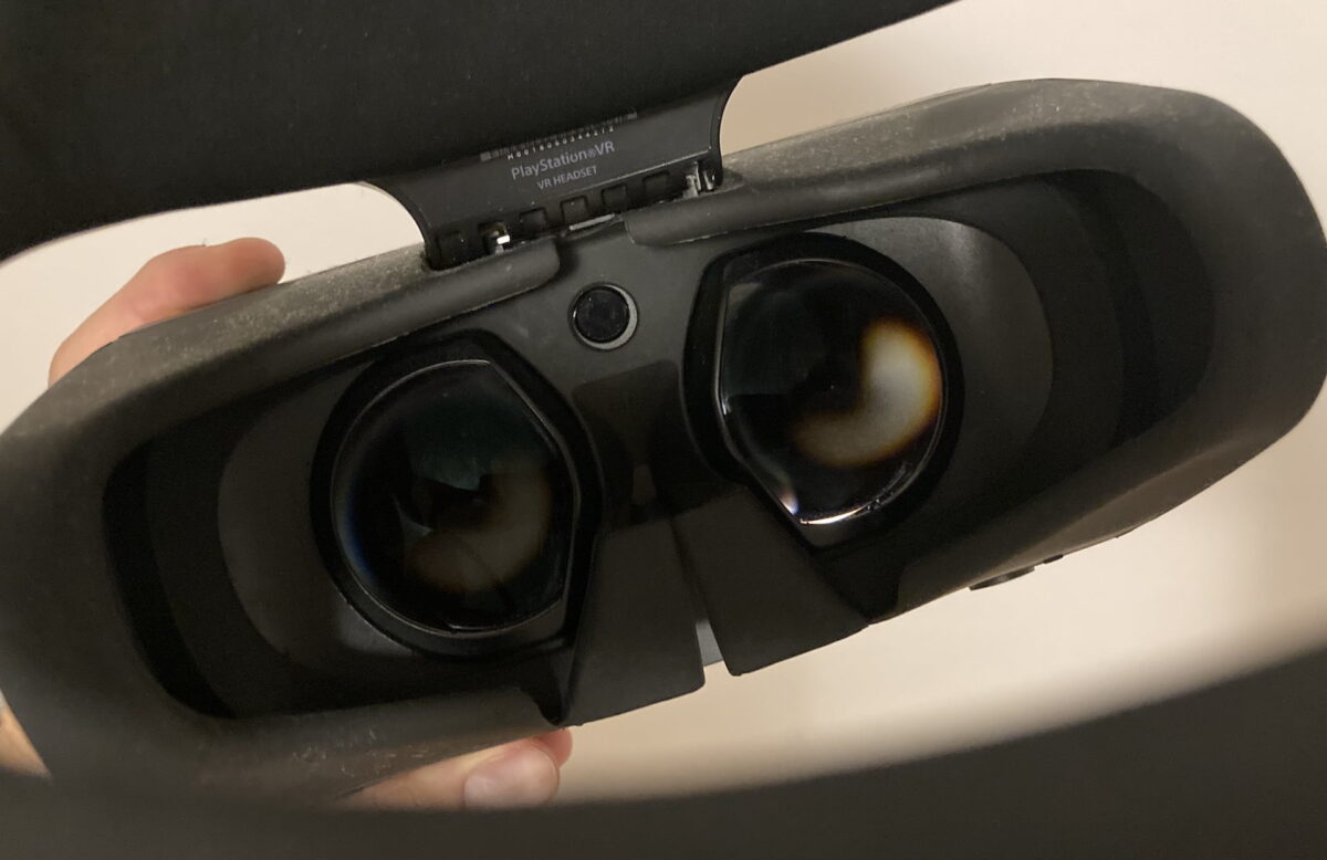 A look inside the PSVR case shows the lenses.