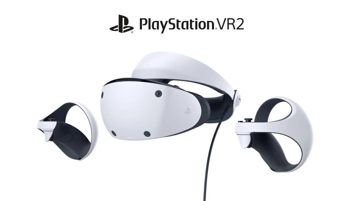 Playstation VR 2 with controllers and logo