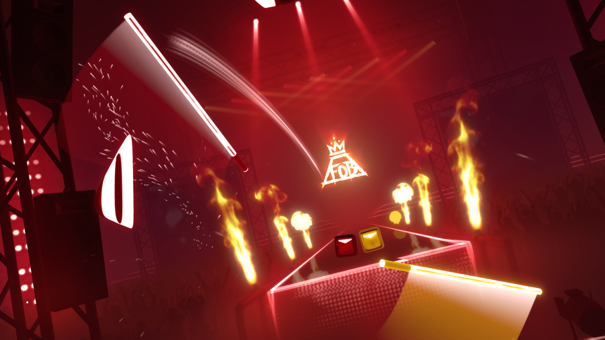 A teaser image shows the Fall Out Boy music pack logo for Beat Saber.