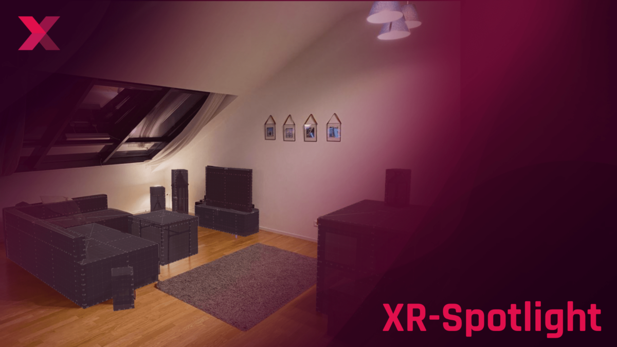 Living room with marked furniture for VR use
