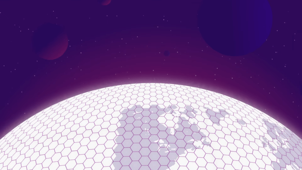 A digital globe divided into hexagons.