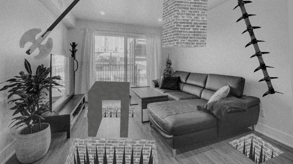 In the AR game Dungeon-Maker you place deadly traps in your filmed living room.