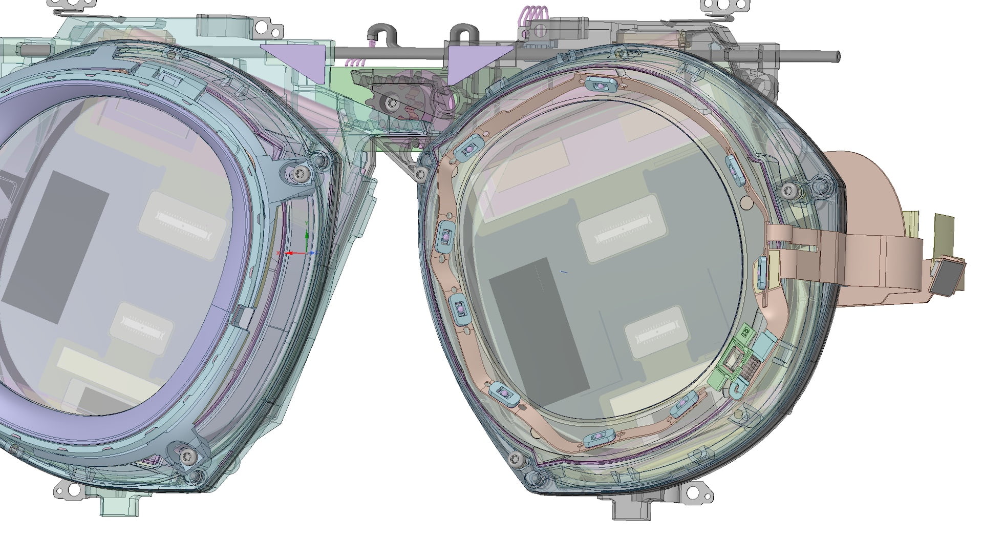 Cambria-Bauplan zeigt Linsen samt Eye-Tracking-Kameras.
