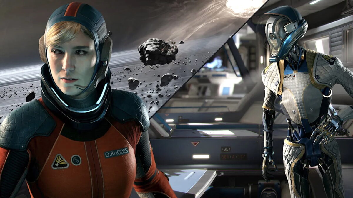 Lone Echo characters Olivia Rhodes and Jack against different backgrounds.