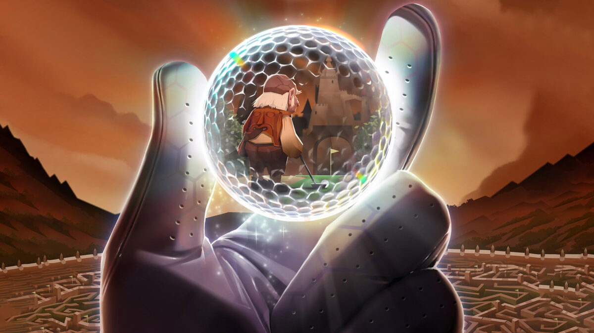 One hand holds a magic golf ball.