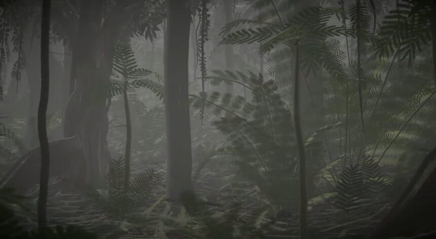 A screenshot from VR-Erfahrung Gondwana VR.