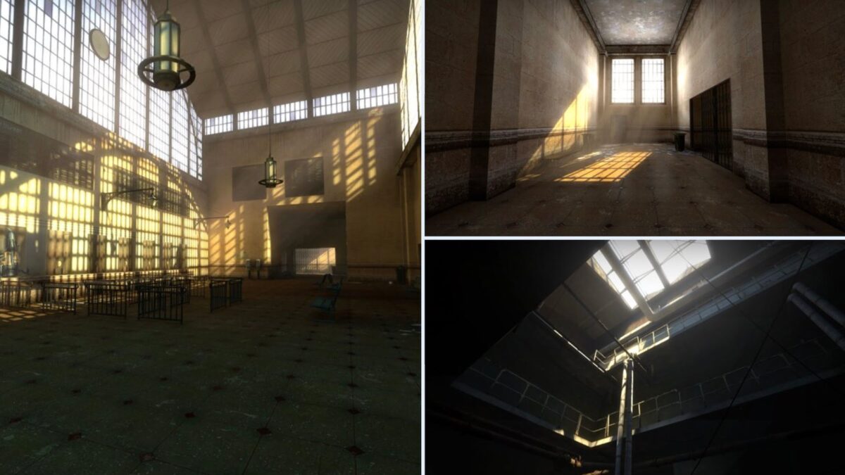 Three screenshots show environments from Half-Life 2 with better lighting.