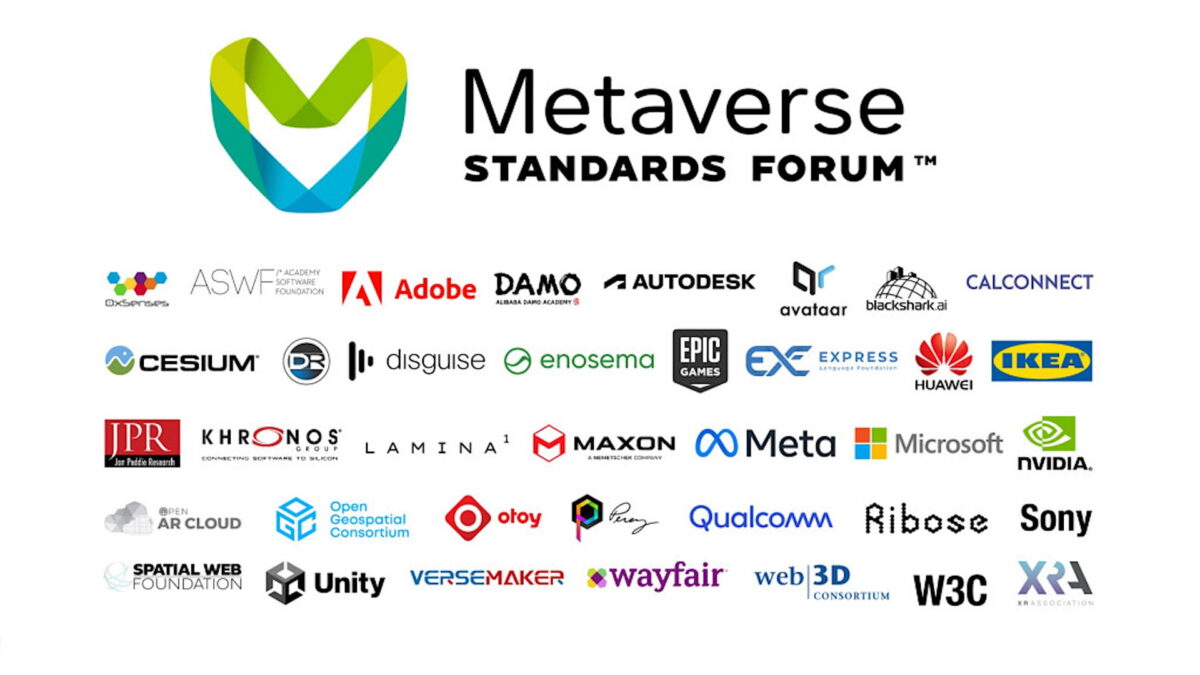 Metaverse Standards Forum logo, with member logos and lettering below.