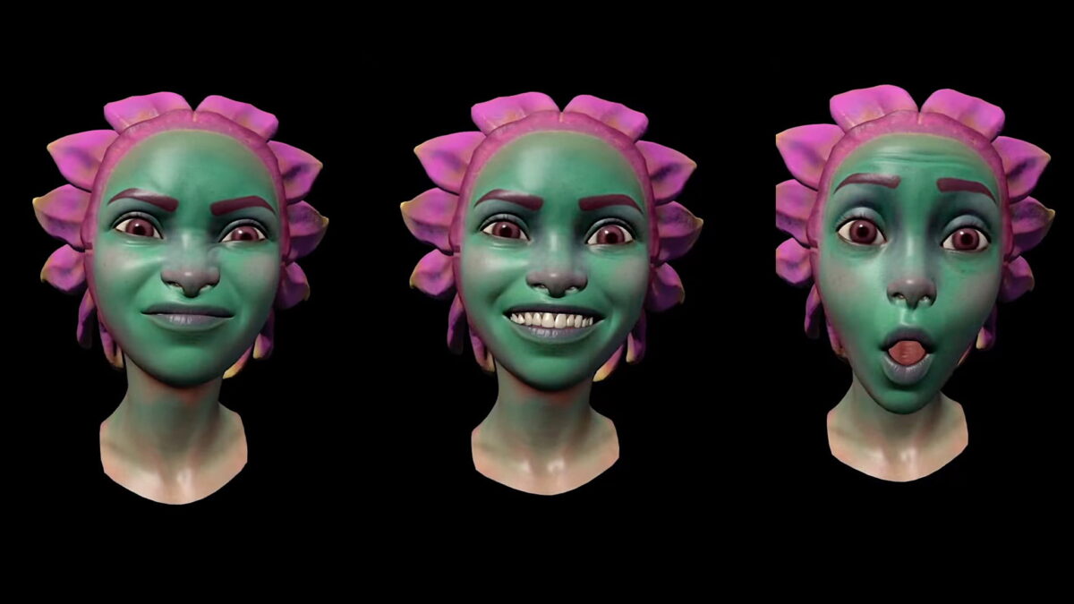 Three bust-shaped avatars side by side with different facial expressions (disgust, wide grin, astonishment).