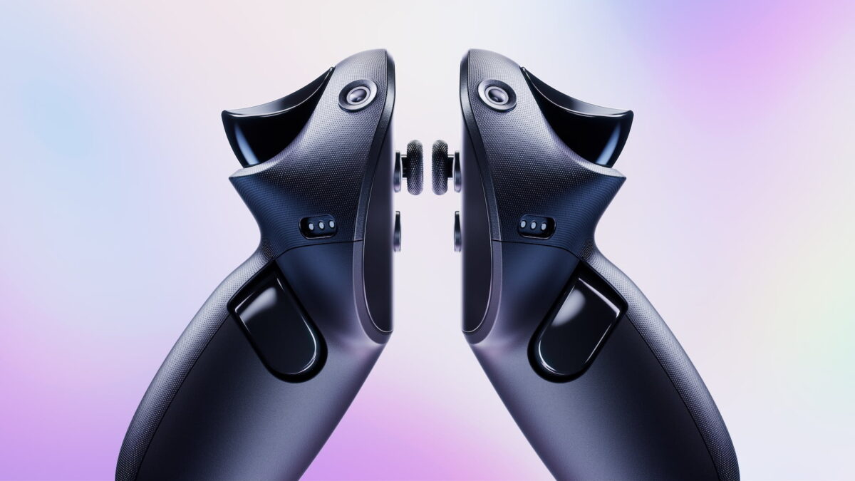 Meta Quest Touch Pro Controller, close together.