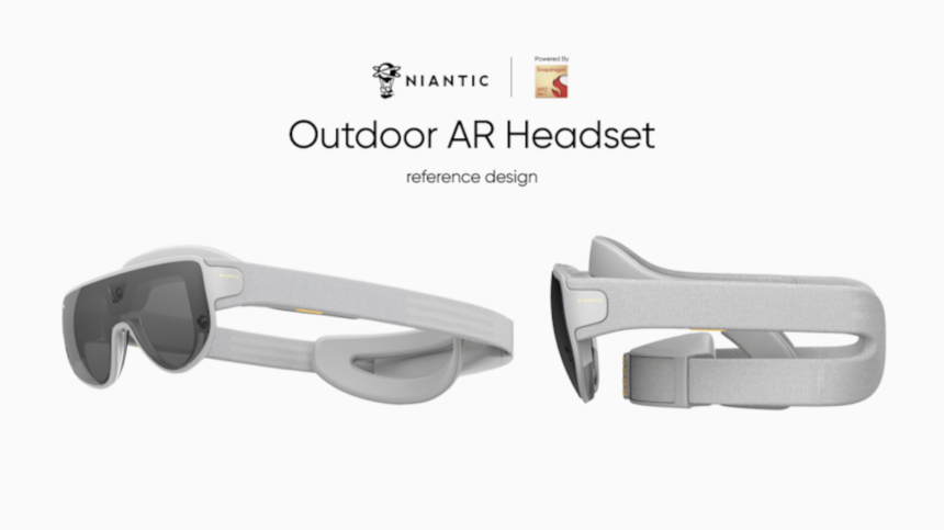 Zwei seitliche Fotos des Outdoor AR Headset von Niantic und Qualcomm