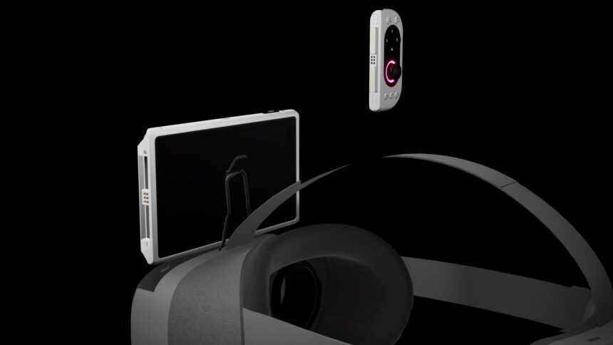 Das Display der Pimax Portal cann in ein VR-Brillen-Gehäuse eingesetzt werden.