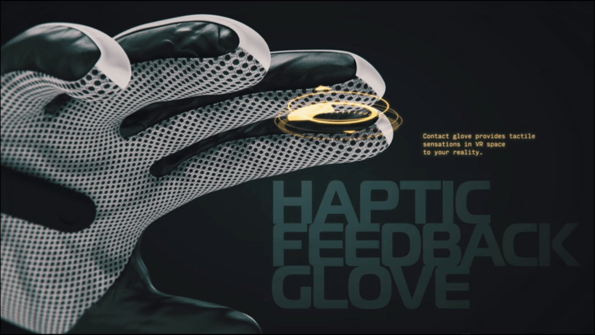 Close-up of the haptic glove.