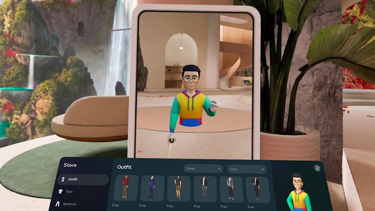 Avatar mirror and customization menu in Horizon Home.