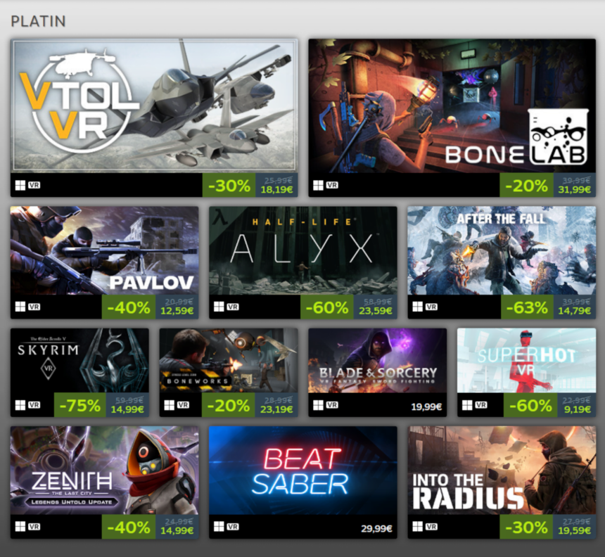 Vr games on sale steam best