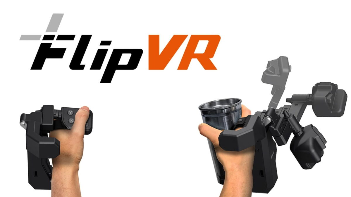 A photo of the convertible FlipVR controller in two positions....