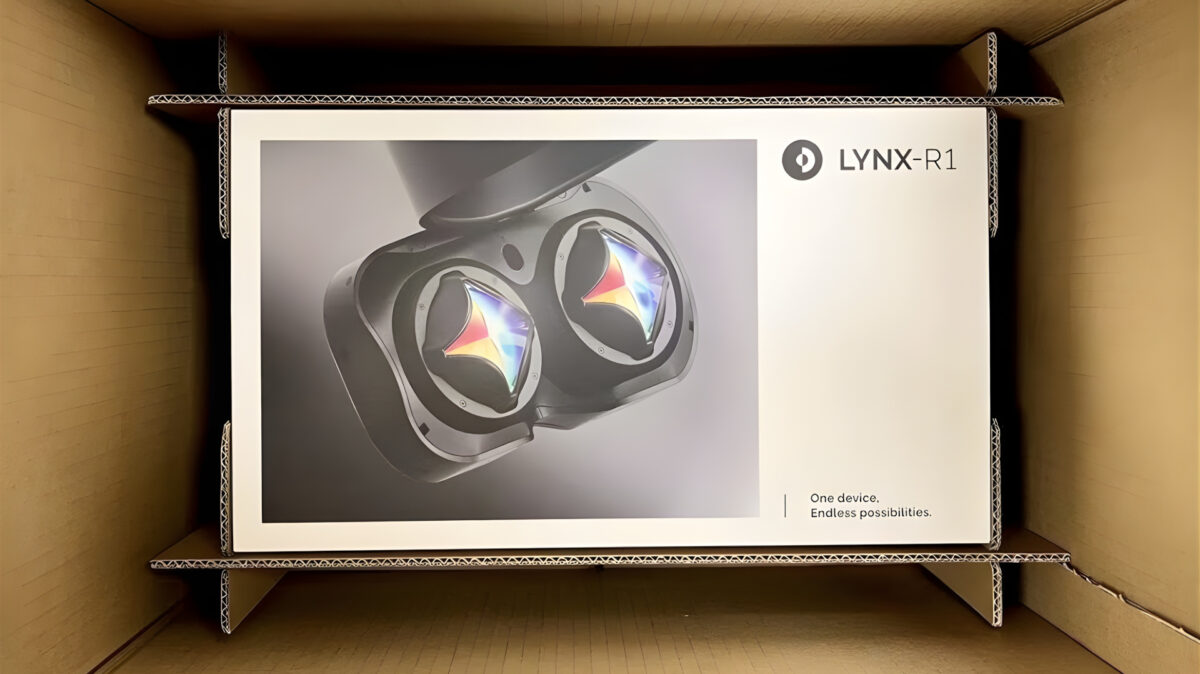 The Lynx-R1 mixed reality headset in a box.