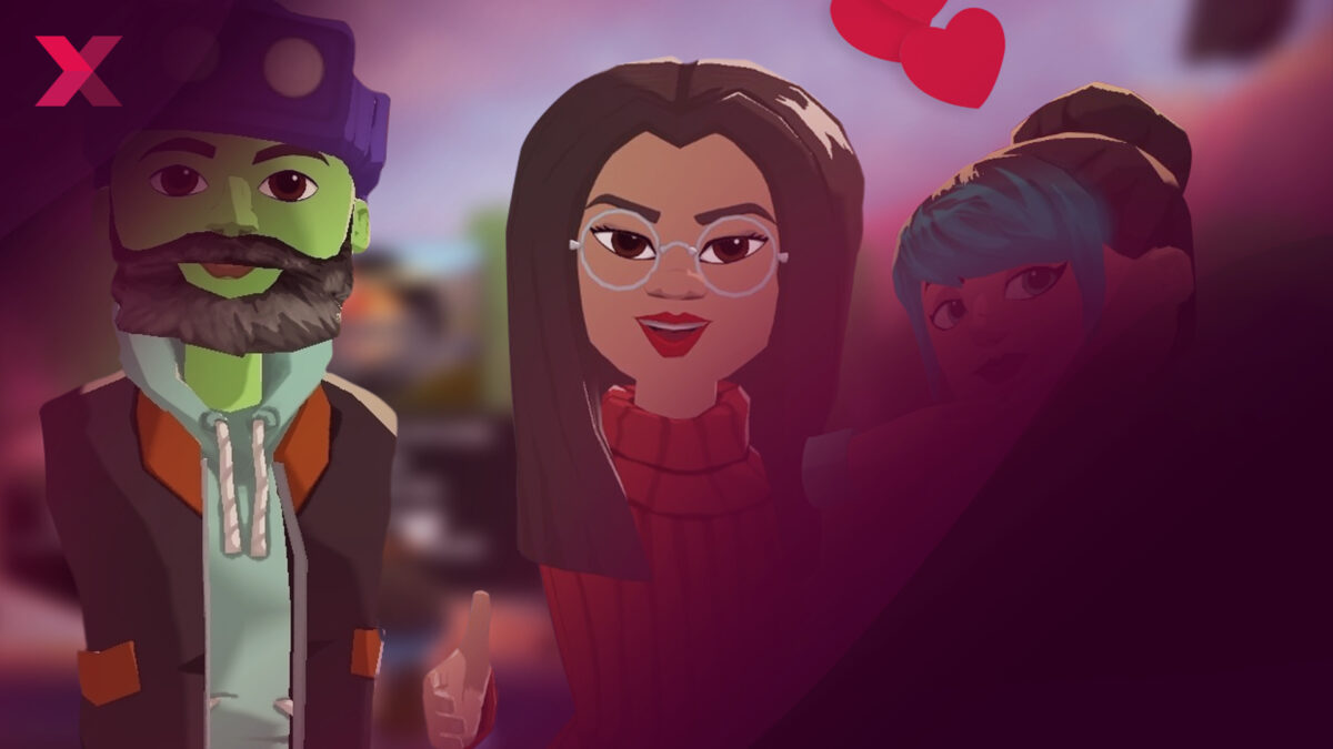 Three comic avatars from AltspaceVR look happily into the camera.