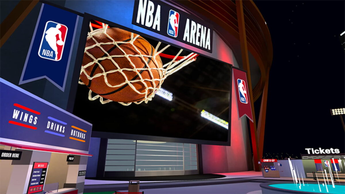 The virtual NBA arena in Meta's Horizon Worlds social VR platform.