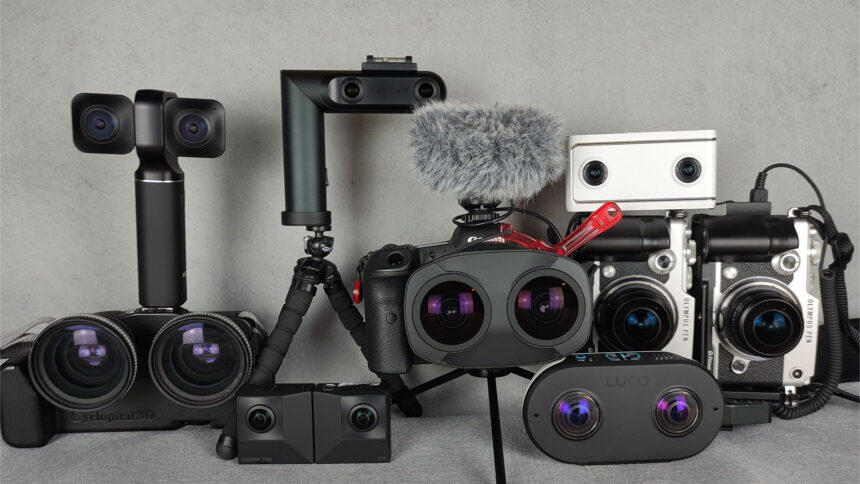 A group of VR cameras.