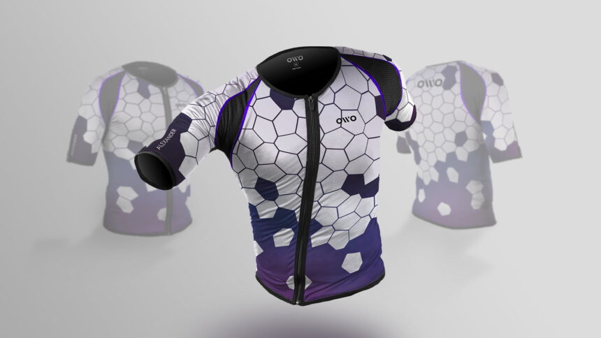The Founder Edition of the tactile Owo vest with customizable honeycomb patterns.