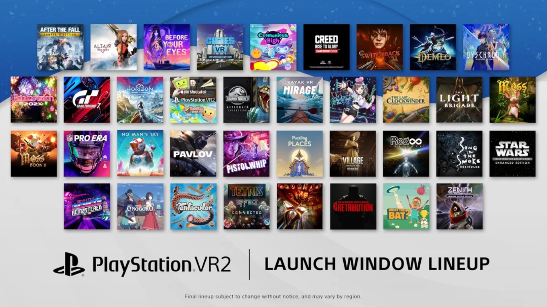 Sony announces ten more launch window alts for Playstation VR 2