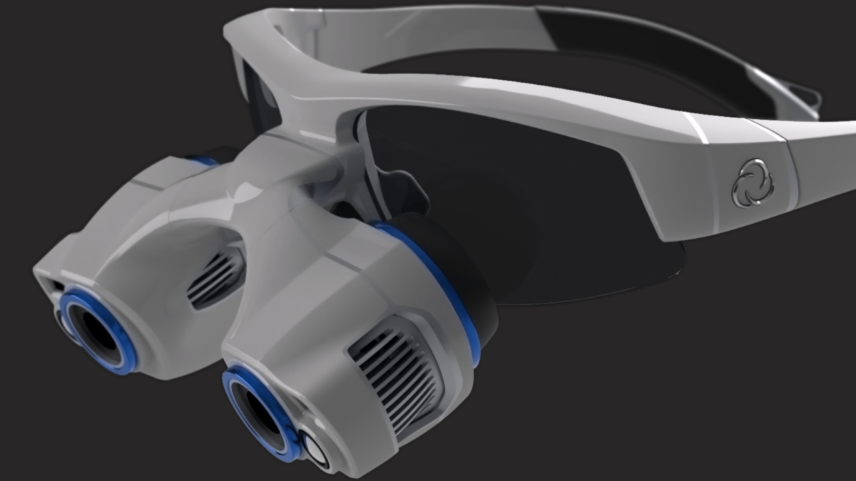 FYR Medical's XR surgical headset in frontal close-up