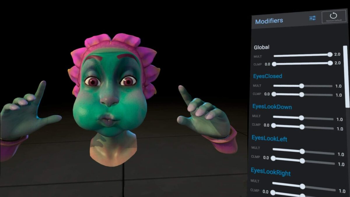 Alan is making a funny face in Meta's Aura face-tracking app for Quest Pro.