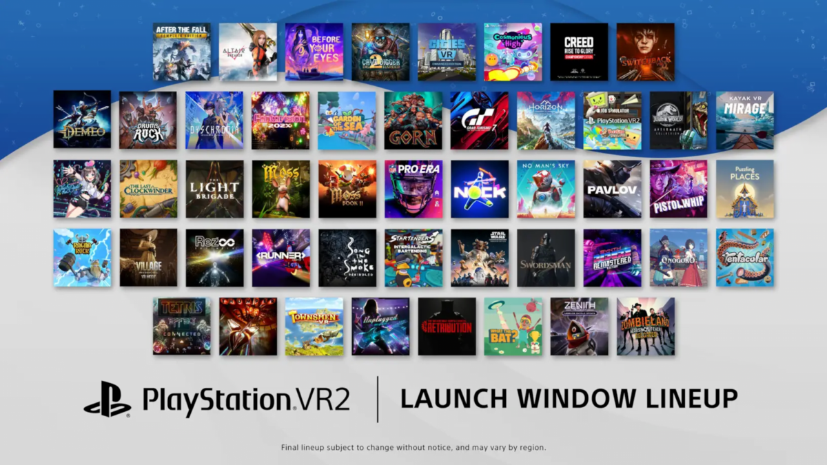 Artwork overview of 40 PSVR 2 launch titles