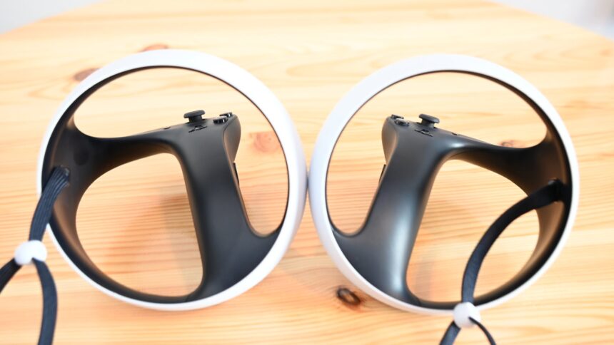 Sense controller of the Playstation VR 2 View from below on the handles