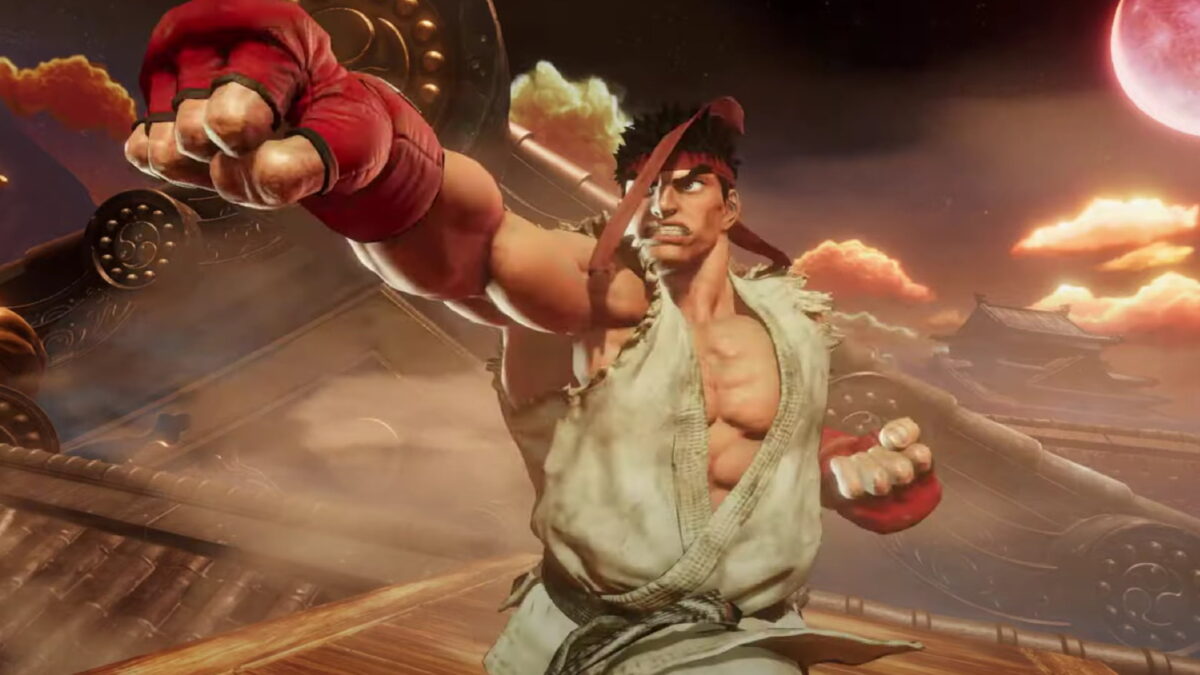 Street Fighter legends Ryu practices a fist punch.