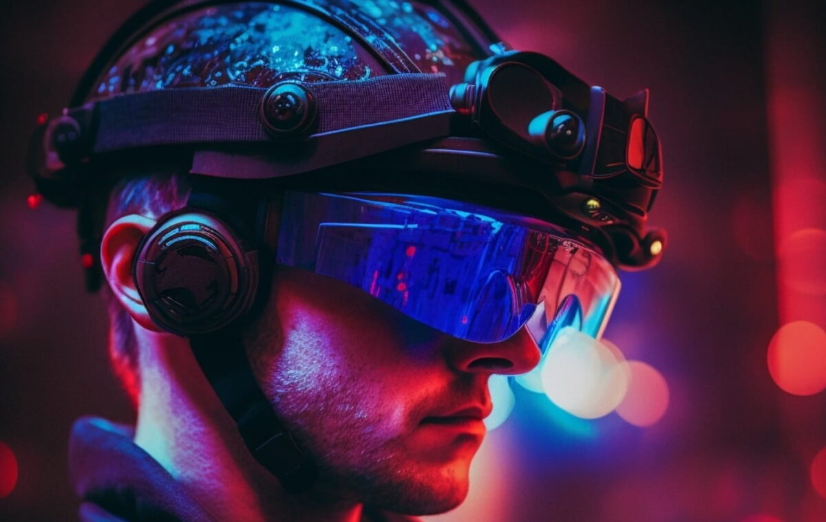 A police officer wearing VR headset.