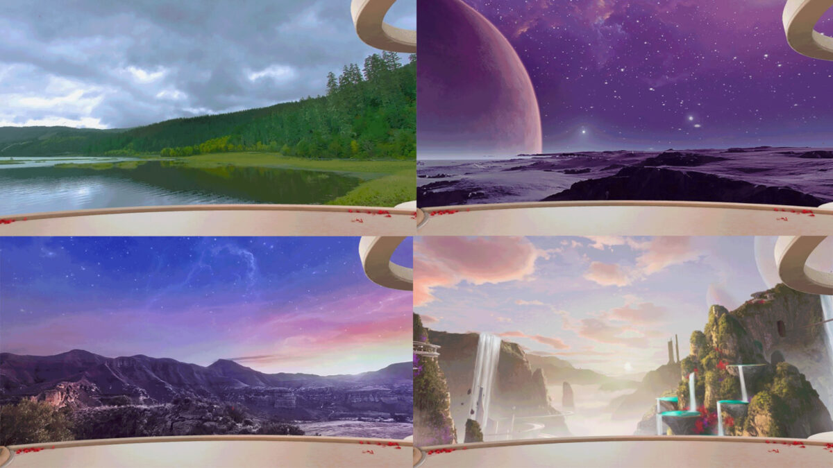 Various skyboxes (green nature, alien planet, etc.) for Meta Quest 2.