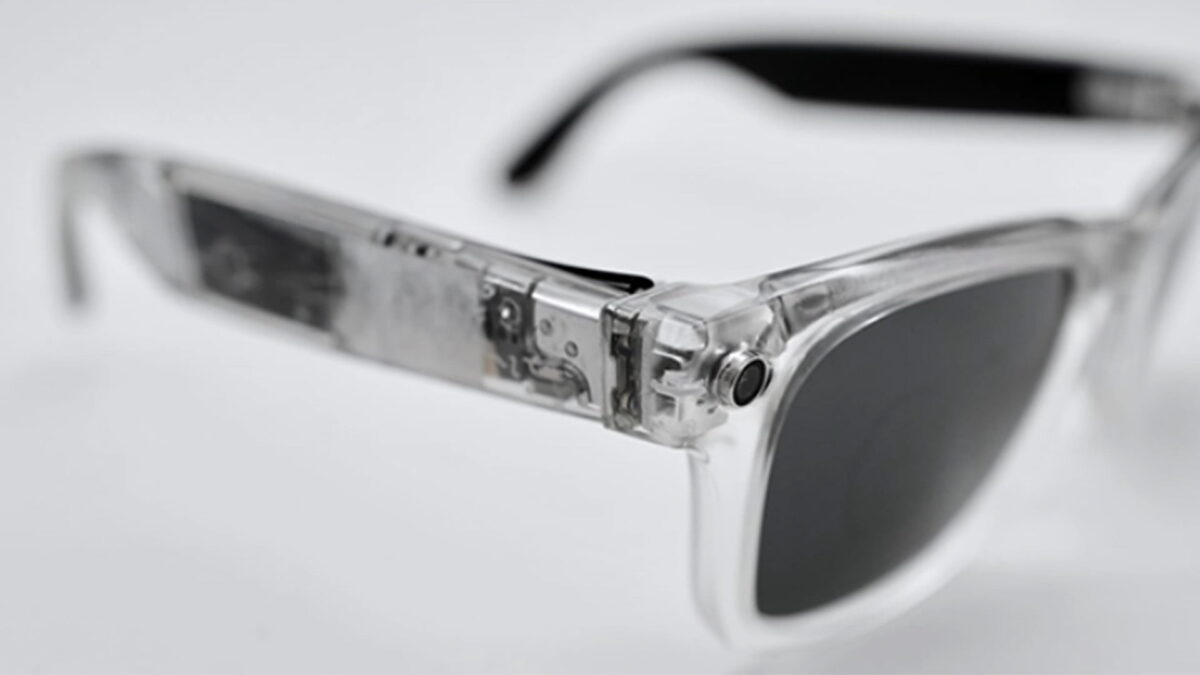 Transparent Ray-Ban Stories, which shows the built-in micro-technology.