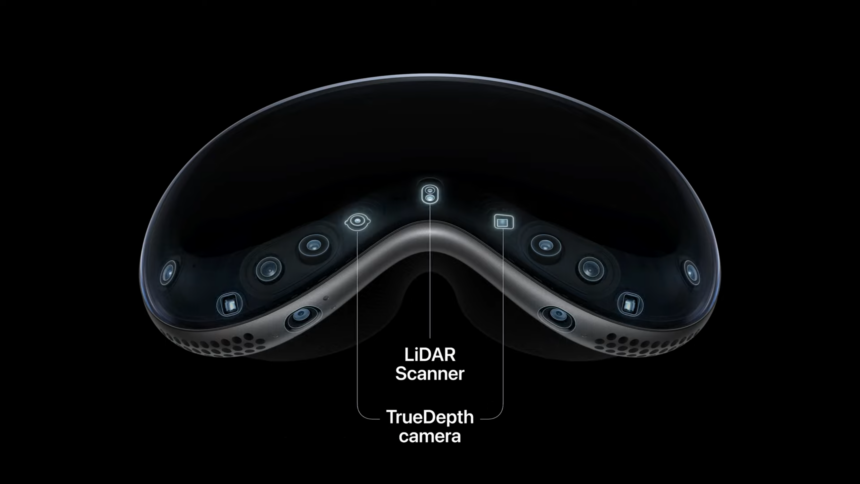 Apple Vision Pro, bir LiDAR tarayıcı ve TrueDepth kamera içerir.