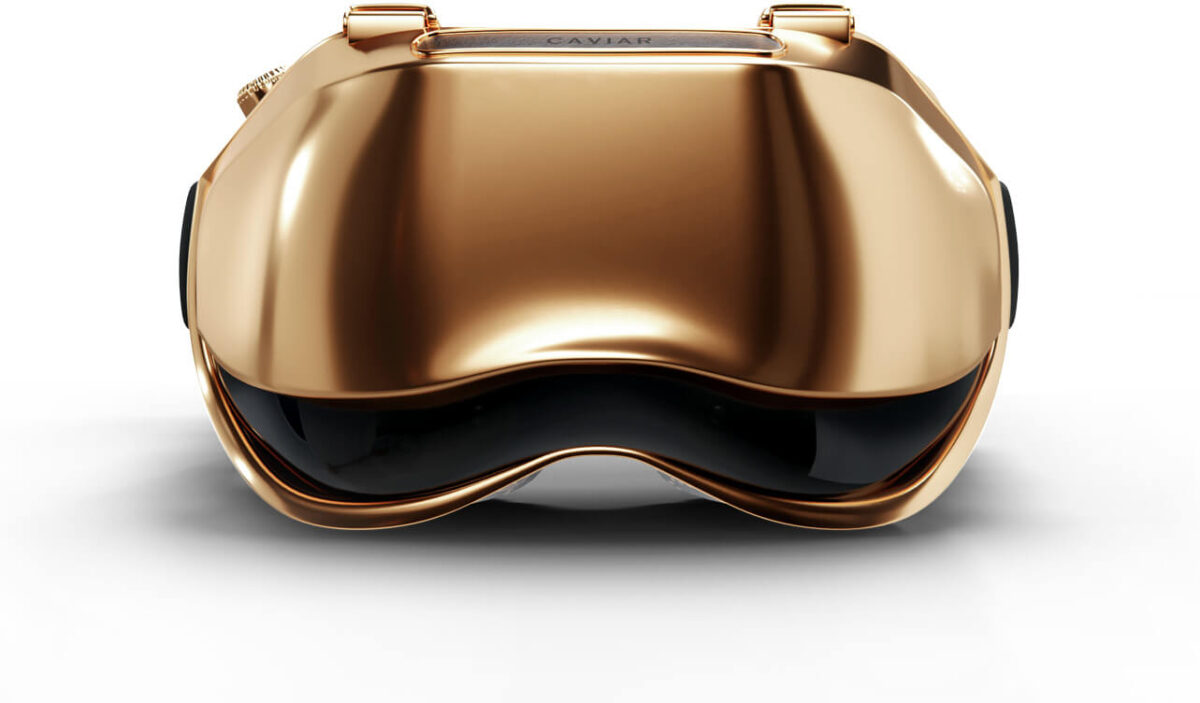 Gold-plated front of the VR/AR headset Apple Vision Pro by Caviar