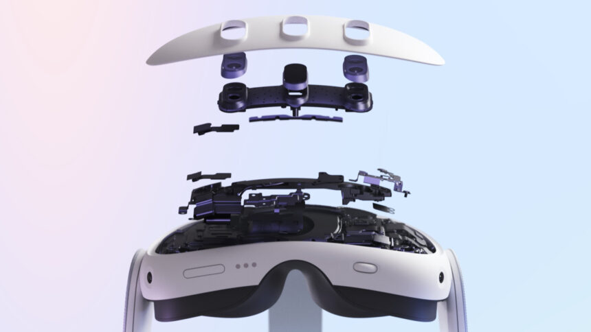 Meta showed an exploded view of its Quest 3 headset.