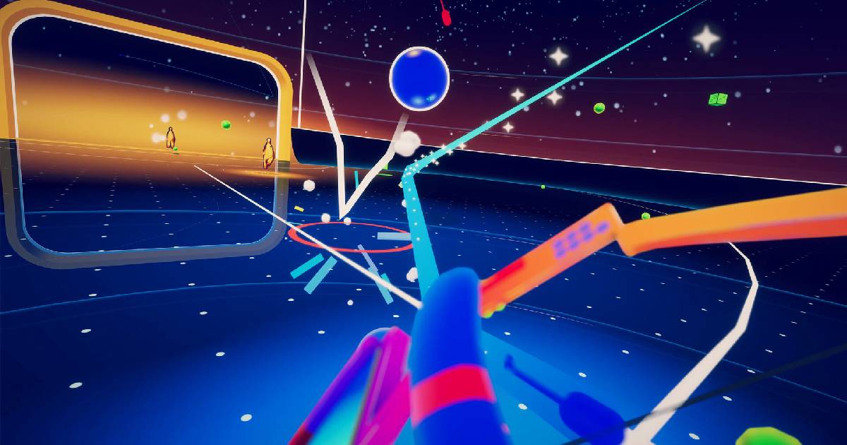 A virtual playing field in bright colors.