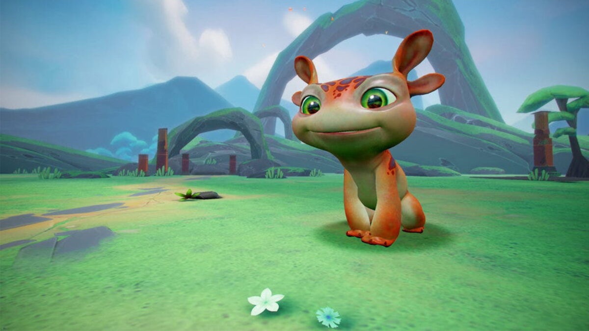 The Virtual Pet Bogo from Oculus on a virtual meadow.
