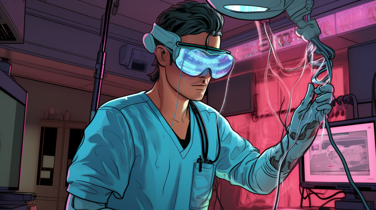 Surgeon with VR headset trains his next surgery in VR