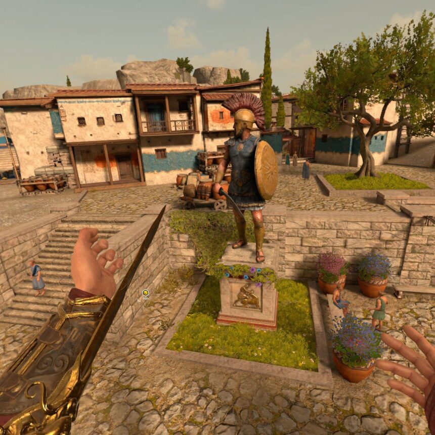 View of a Greek statue in Athens in the VR game Assassin's Creed Nexus