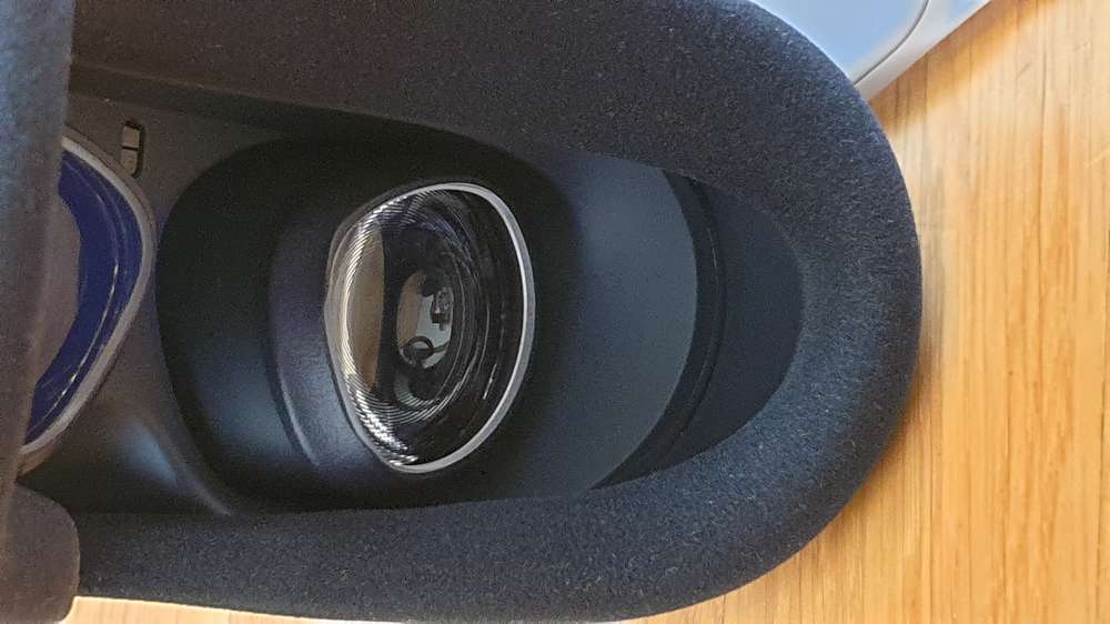 View of the Oculus Quest 2 lenses with prescription inserts from the VR optician