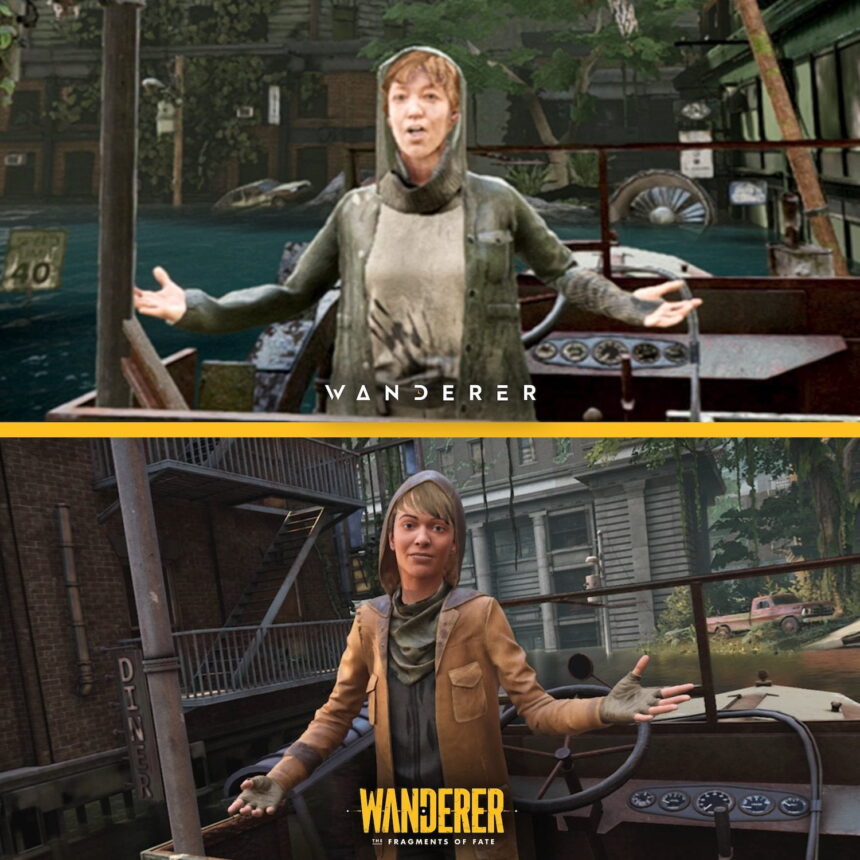 Comparison image: A female NPC with background. Above PSVR 1, below PSVR 2.