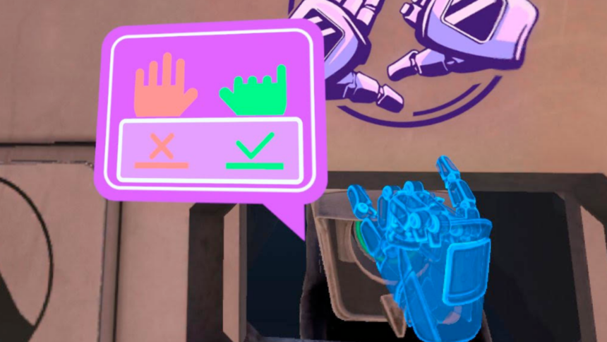 In this First Hand puzzle, I stretch out my little finger using hand tracking.