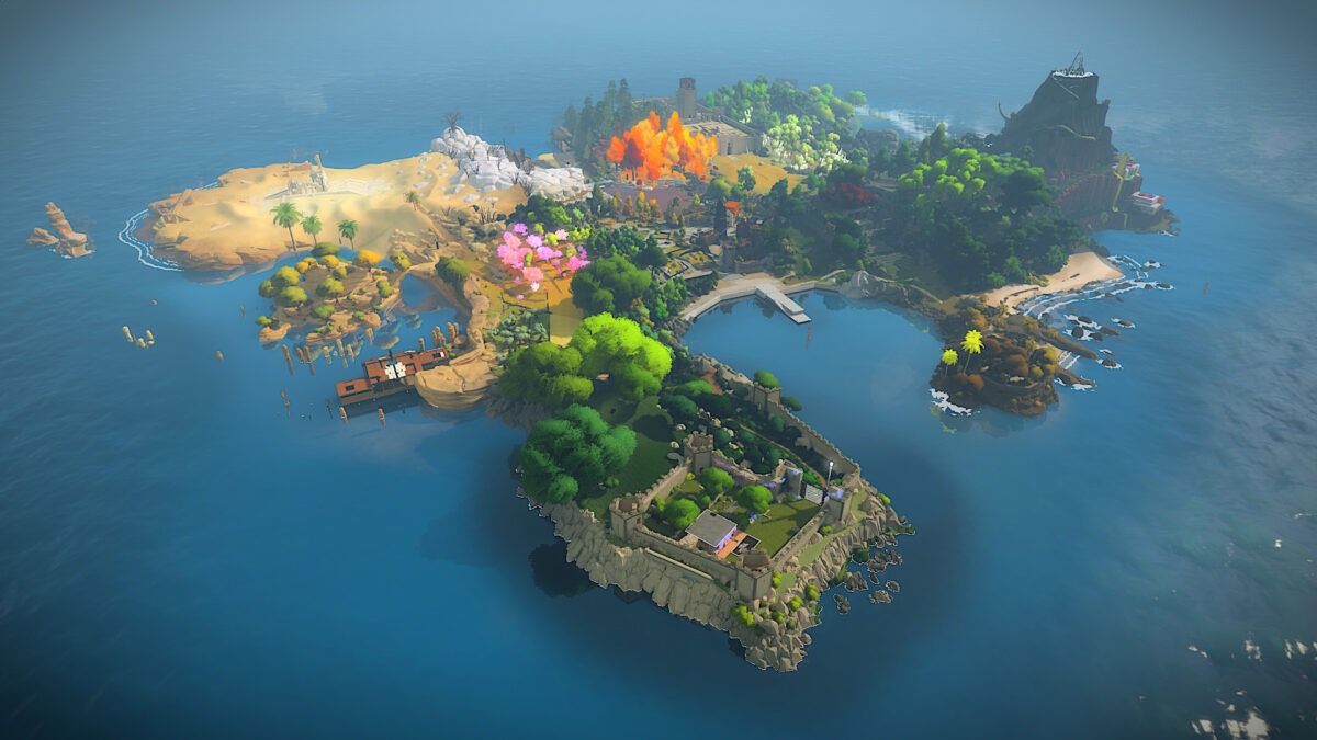 A bird's eye view of the island from The Witness.