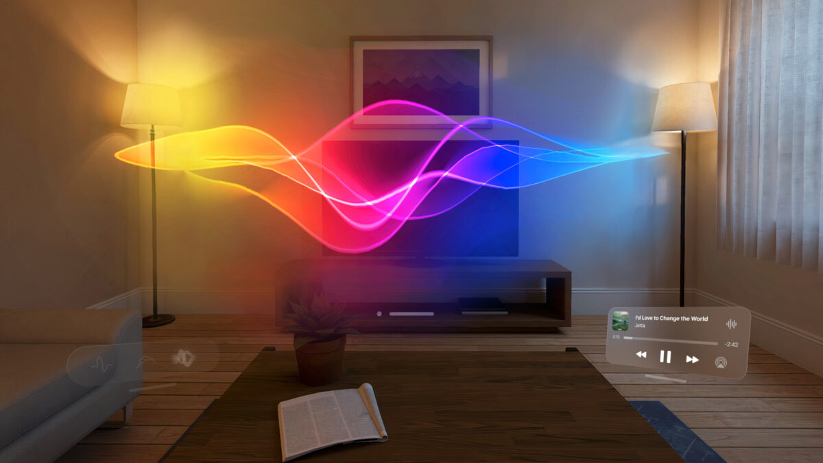 Colourful waves of the Effex Visualizer in a living room.