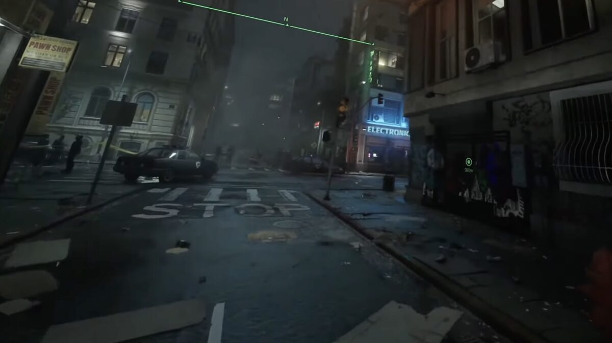 A street scene from an unnamed game that appears in VR thanks to UEVR.